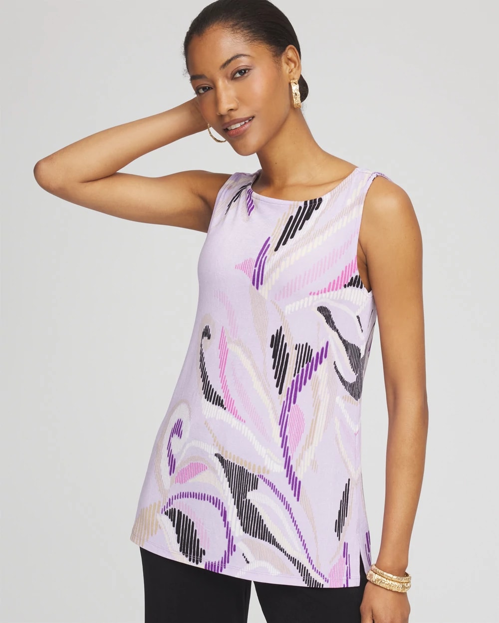 Travelers™ Rio Side-Slit Tank | Chico's Travelers™ Rio Side-Slit Tank | Chico's